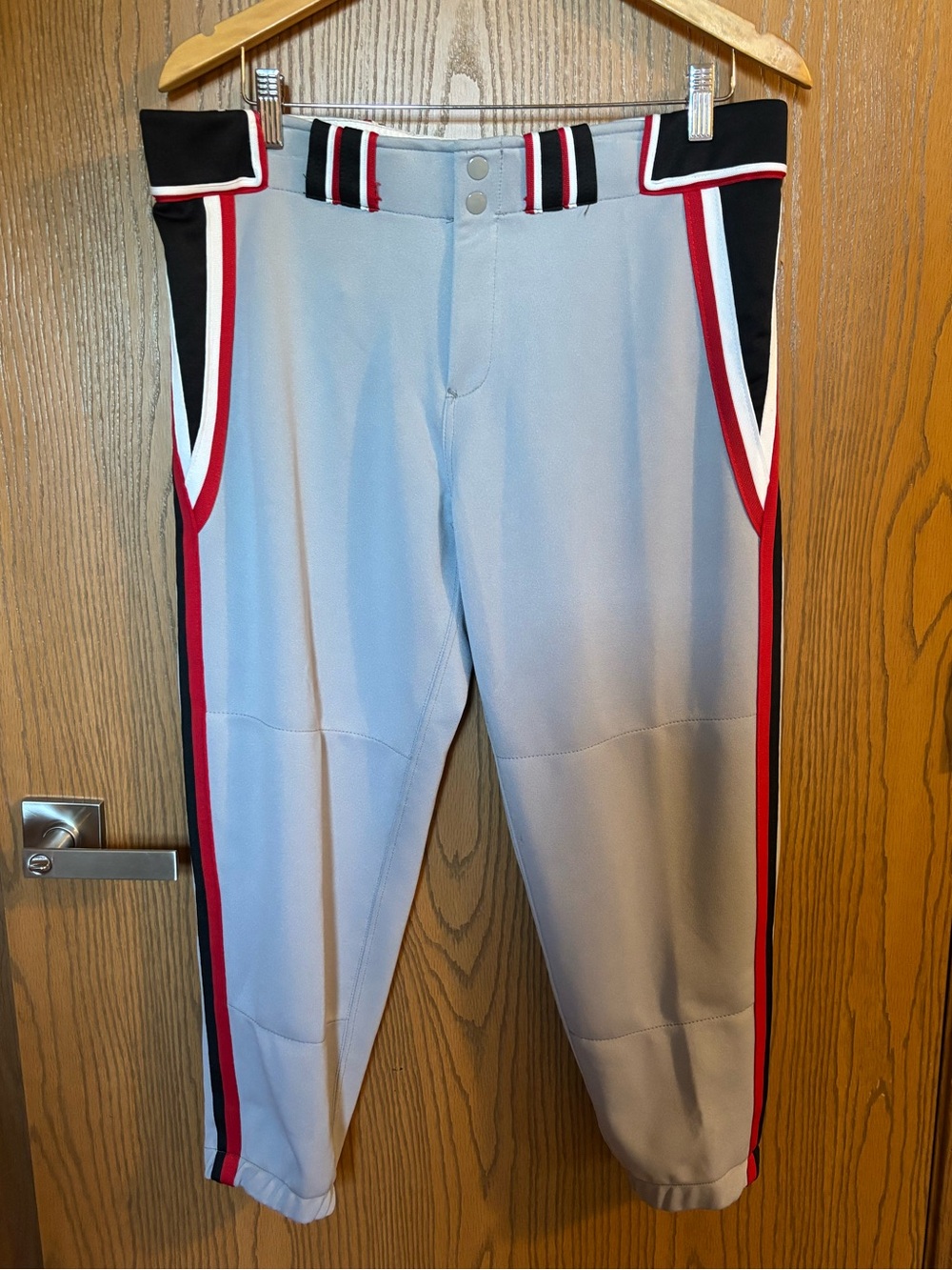 Light Gray Boombah Athletic Pants with Red & Black Trim